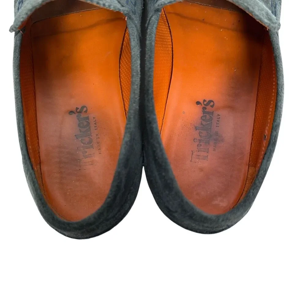 Tricker’s Penny Loafers Shoes Men’s EU 41 Dark Blue Suede Pull On‎ Oxford $350